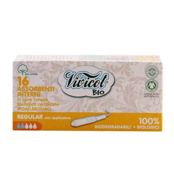 Absorbante interne (2 picaturi) Vivicot din bumbac organic, cu aplicator, bio, 16 buc For Discount