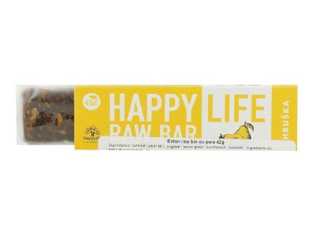 Baton raw cu pere Happy Life, bio, 42 g Online Sale