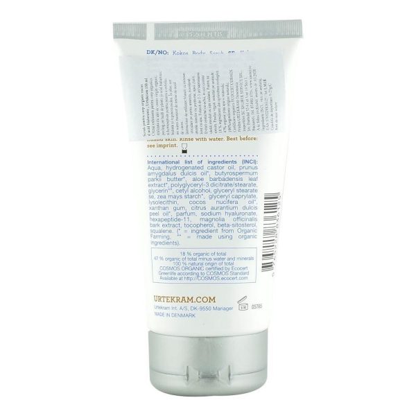 Scrub pentru corp cu Cocos si Acid Hialuronic Urtekram, bio, 150 ml Hot on Sale