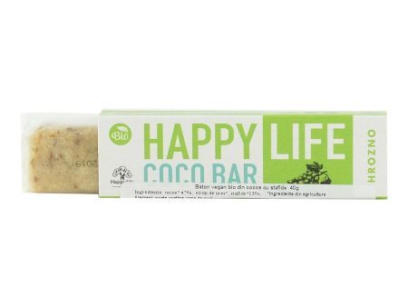 Baton vegan din cocos cu stafide Happy Life, bio, 40 g Discount