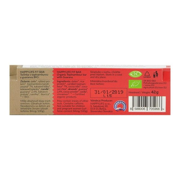 Baton vegan Fit Bar ENERGY Happy Life, bio, 42 g Supply