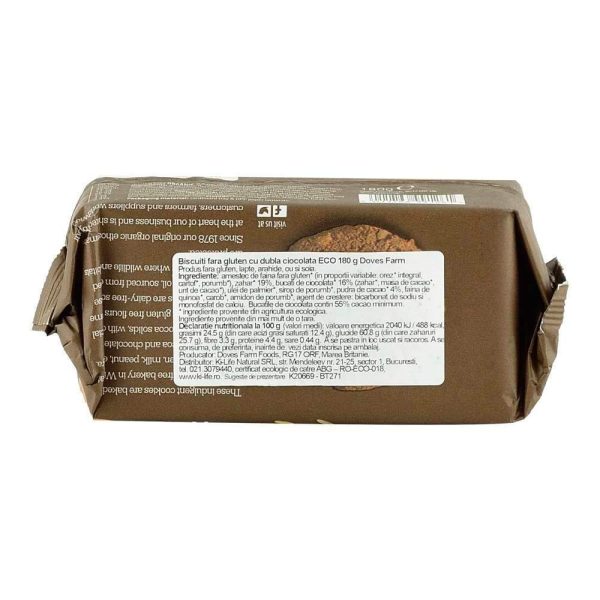 Biscuiti cu dubla ciocolata fara gluten Dove s Farm, bio, 180 g For Discount