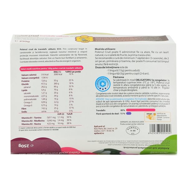 Polen Crud Apiland de Trandafir Salbatic, bio, 250 g Online now