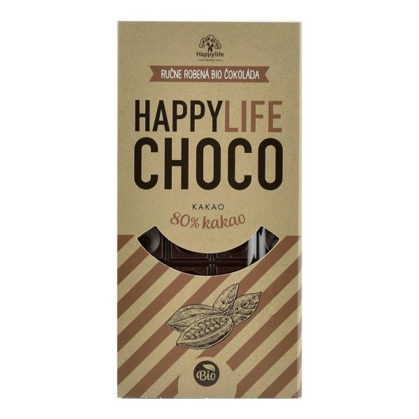 Ciocolata vegana 80% Cacao fara zahar Happy Life, bio, 70 g Fashion