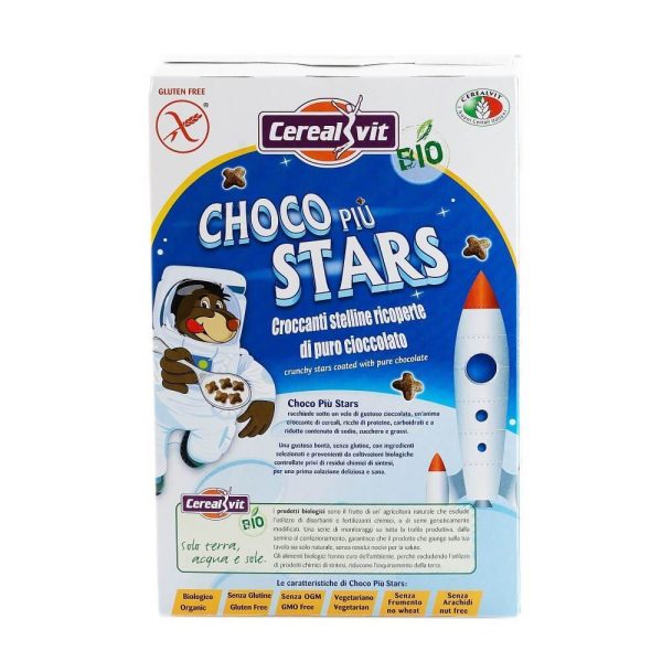 Cereale fara gluten ChocoPiu Stars din Porumb si Orez, Cerealvit, bio, 375 g Online now