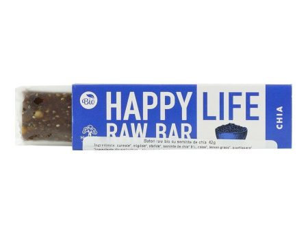 Baton raw cu seminte de chia Happy Life, bio, 42 g on Sale