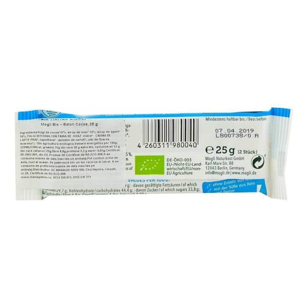 Baton de cocos, Kokos Riegel, bio, 25g Online Hot Sale