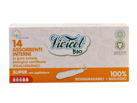 Absorbante interne (3 picaturi) Vivicot din bumbac organic, cu aplicator, bio, 14 buc For Discount