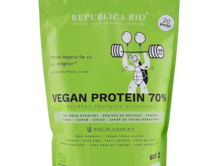 Vegan protein 70%, pulbere functionala cu gust de ciocolata Republica BIO, 600 g For Cheap