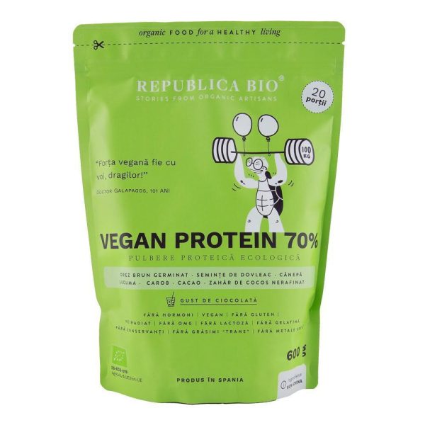 Vegan protein 70%, pulbere functionala cu gust de ciocolata Republica BIO, 600 g For Cheap